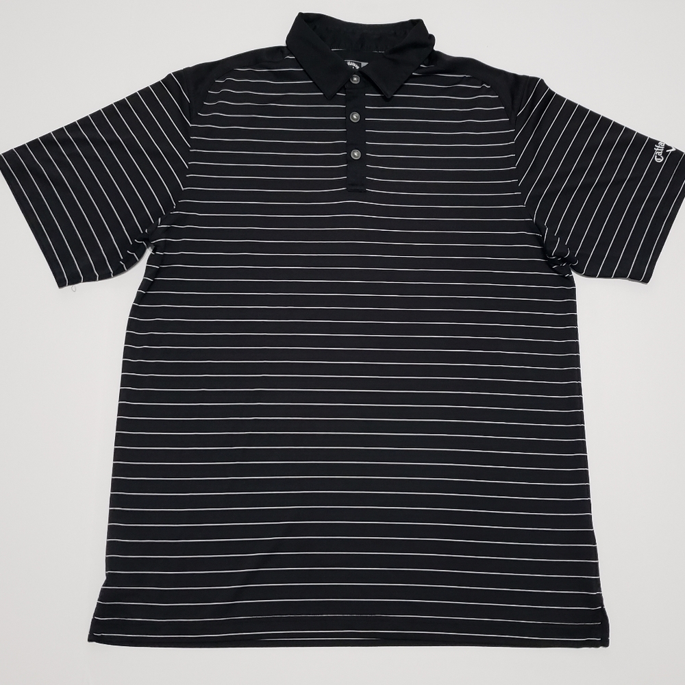 Callaway Opti Dri Black Striped Polo Large